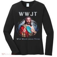 What Would Jesus Throw Funny Disc Golf & Women Women's Long Sleeve Shirt thumb 0