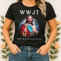 What Would Jesus Throw Funny Disc Golf & Women Women's T-Shirt thumb 2