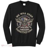 We Will Keep Our God Guns And Constitution Distressed Sweatshirt thumb 0