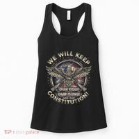 We Will Keep Our God Guns And Constitution Distressed Women's Tank Top thumb 0