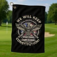 We Will Keep Our God Guns And Constitution Distressed Golf Towel thumb 1