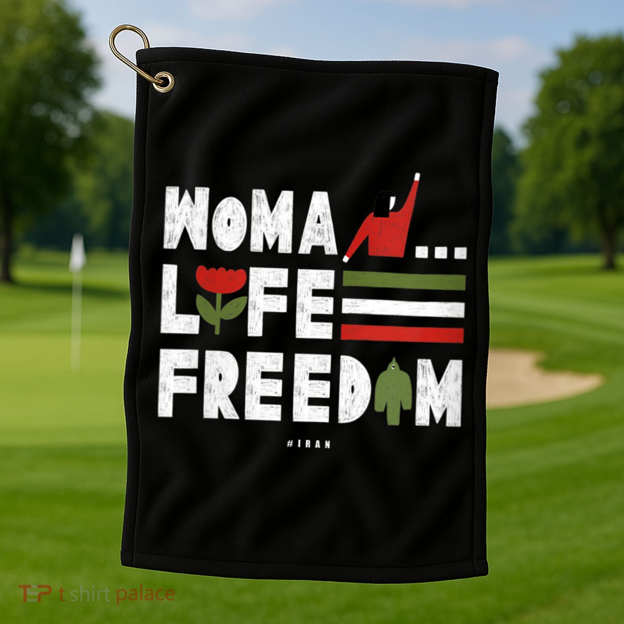 Womens Woman Life Freedom Golf Towel