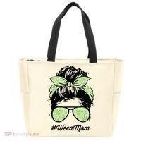 Womens Weed Mom Life With Leopard Mom Marijuana Weed Lover Tote Bag thumb 0