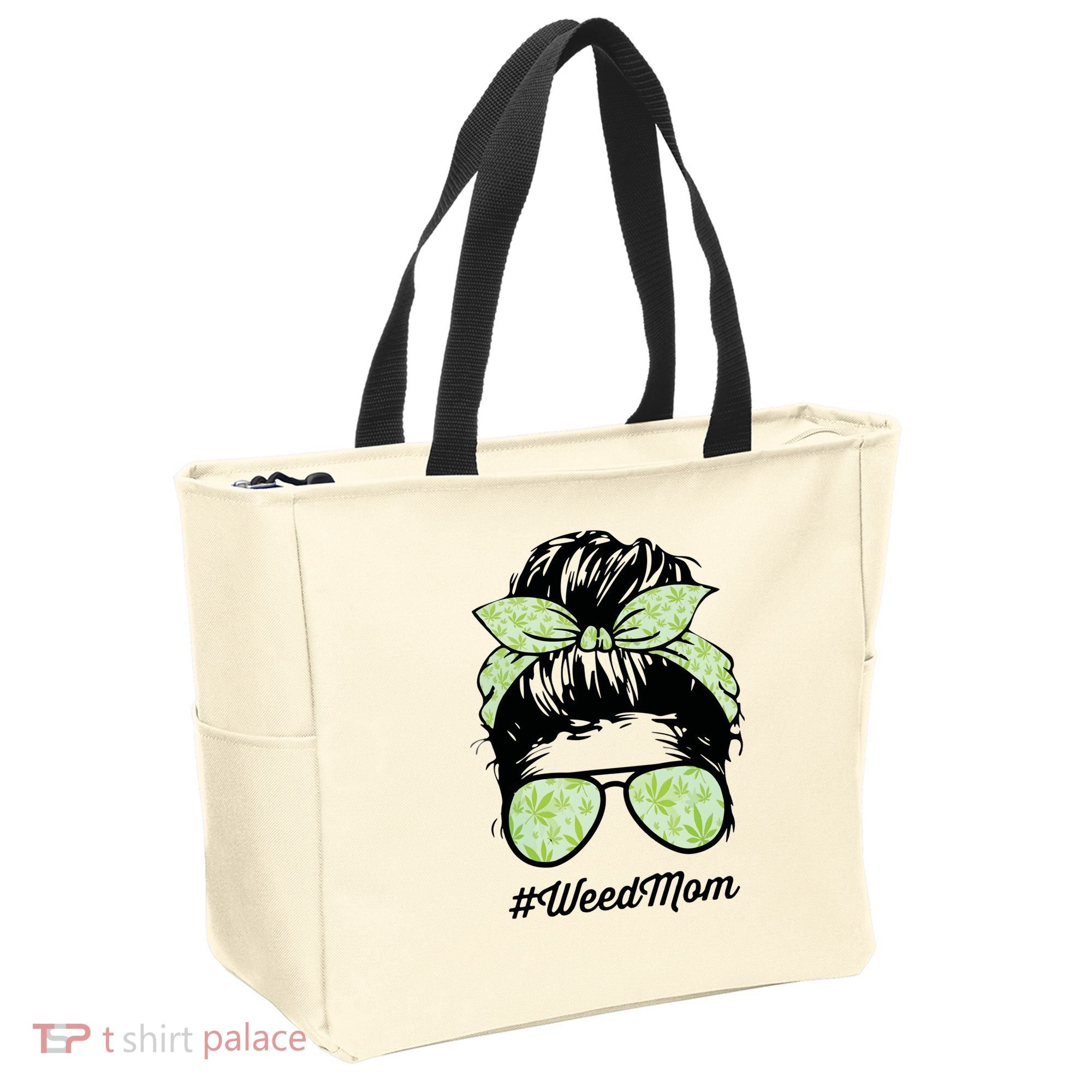 Womens Weed Mom Life With Leopard Mom Marijuana Weed Lover Tote Bag