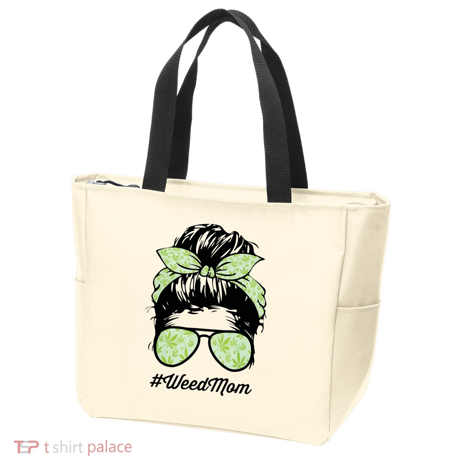 Womens Weed Mom Life With Leopard Mom Marijuana Weed Lover Tote Bag