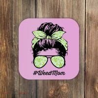 Womens Weed Mom Life With Leopard Mom Marijuana Weed Lover Coaster thumb 0