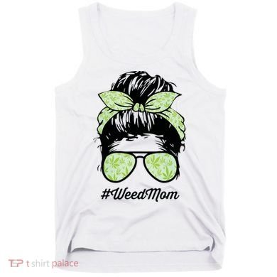 Womens Weed Mom Life With Leopard Mom Marijuana Weed Lover Tank Top