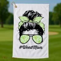 Womens Weed Mom Life With Leopard Mom Marijuana Weed Lover Golf Towel thumb 1