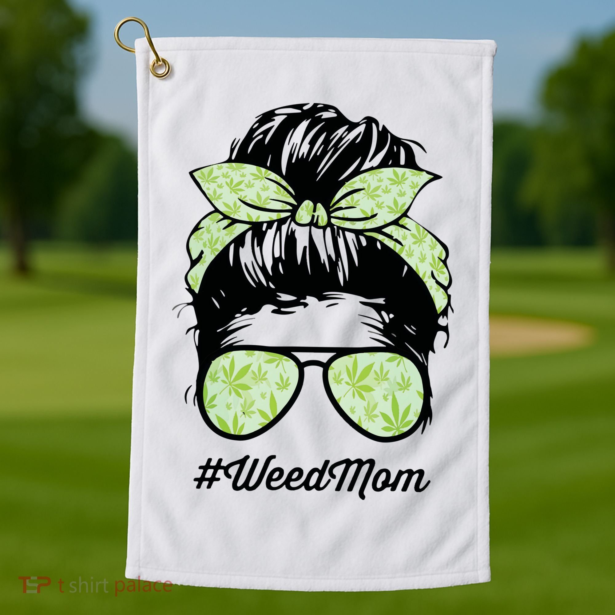Womens Weed Mom Life With Leopard Mom Marijuana Weed Lover Golf Towel