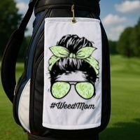 Womens Weed Mom Life With Leopard Mom Marijuana Weed Lover Golf Towel thumb 2