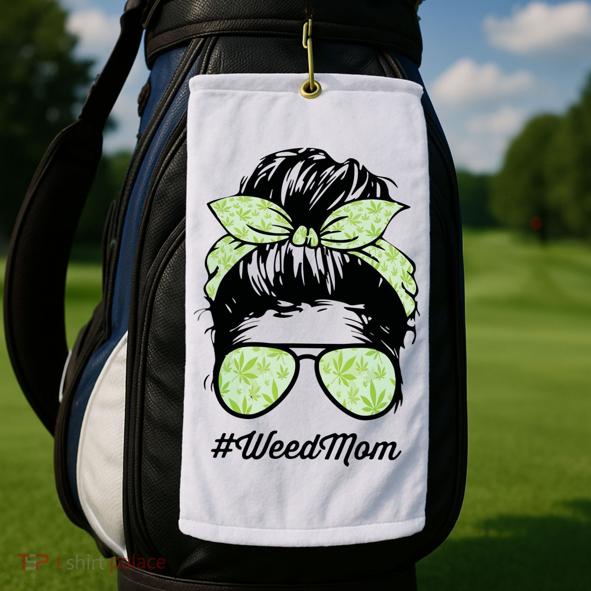 Womens Weed Mom Life With Leopard Mom Marijuana Weed Lover Golf Towel