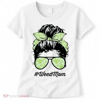 Womens Weed Mom Life With Leopard Mom Marijuana Weed Lover Women's T-Shirt