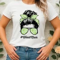 Womens Weed Mom Life With Leopard Mom Marijuana Weed Lover Women's T-Shirt thumb 2