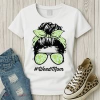 Womens Weed Mom Life With Leopard Mom Marijuana Weed Lover Women's T-Shirt thumb 3