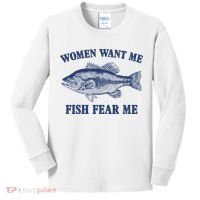 Women Want Me Fish Fear Me Kids Long Sleeve Shirt thumb 0