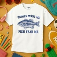 Women Want Me Fish Fear Me Kids T-Shirt thumb 3