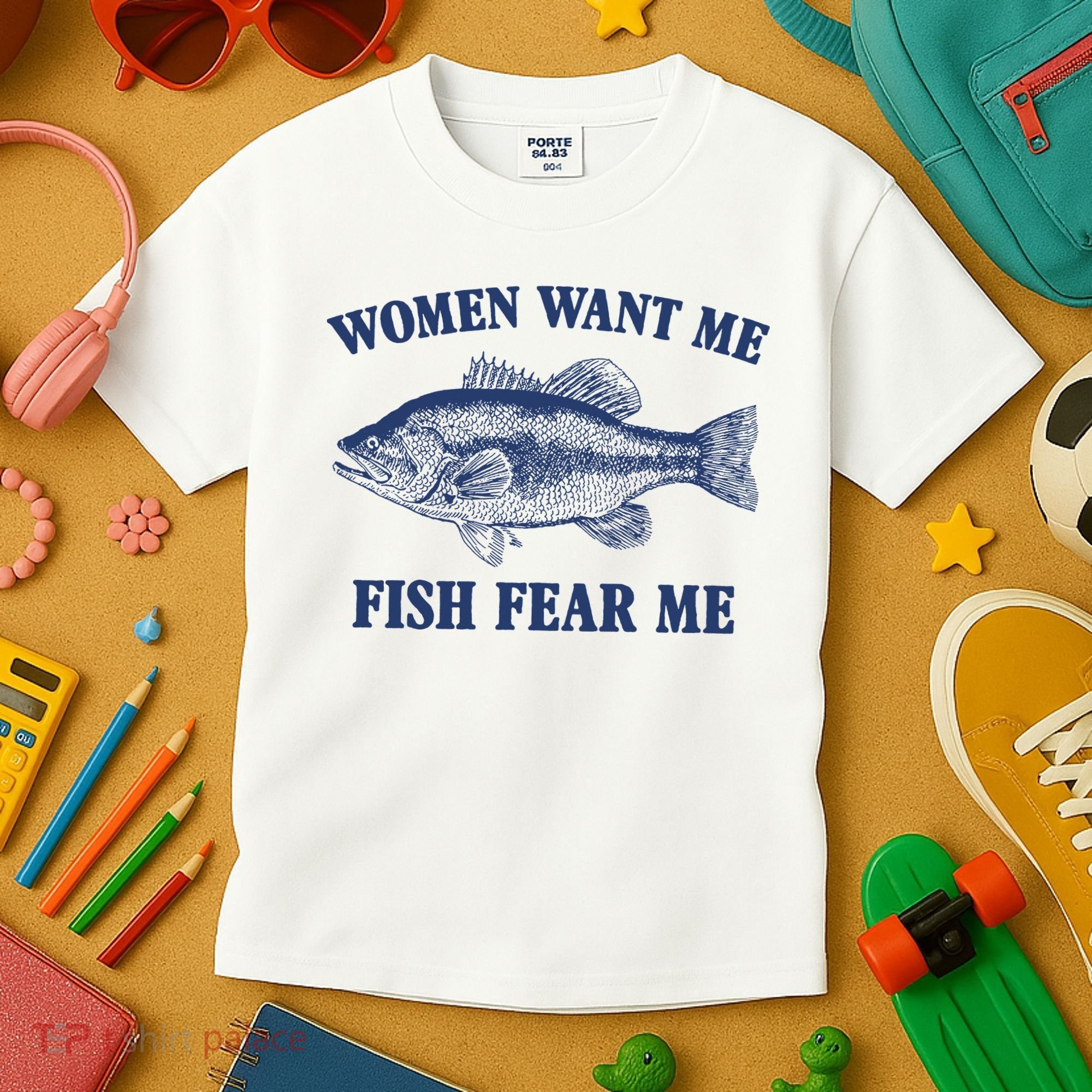 Women Want Me Fish Fear Me Kids T-Shirt