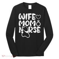 Wo Wife Mom Nurse Mothers Day Retro Stethoscope Heart Momma Long Sleeve Shirt thumb 0