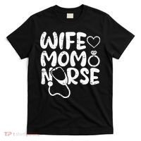 Wo Wife Mom Nurse Mothers Day Retro Stethoscope Heart Momma T-Shirt thumb 0