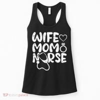 Wo Wife Mom Nurse Mothers Day Retro Stethoscope Heart Momma Women's Tank Top thumb 0