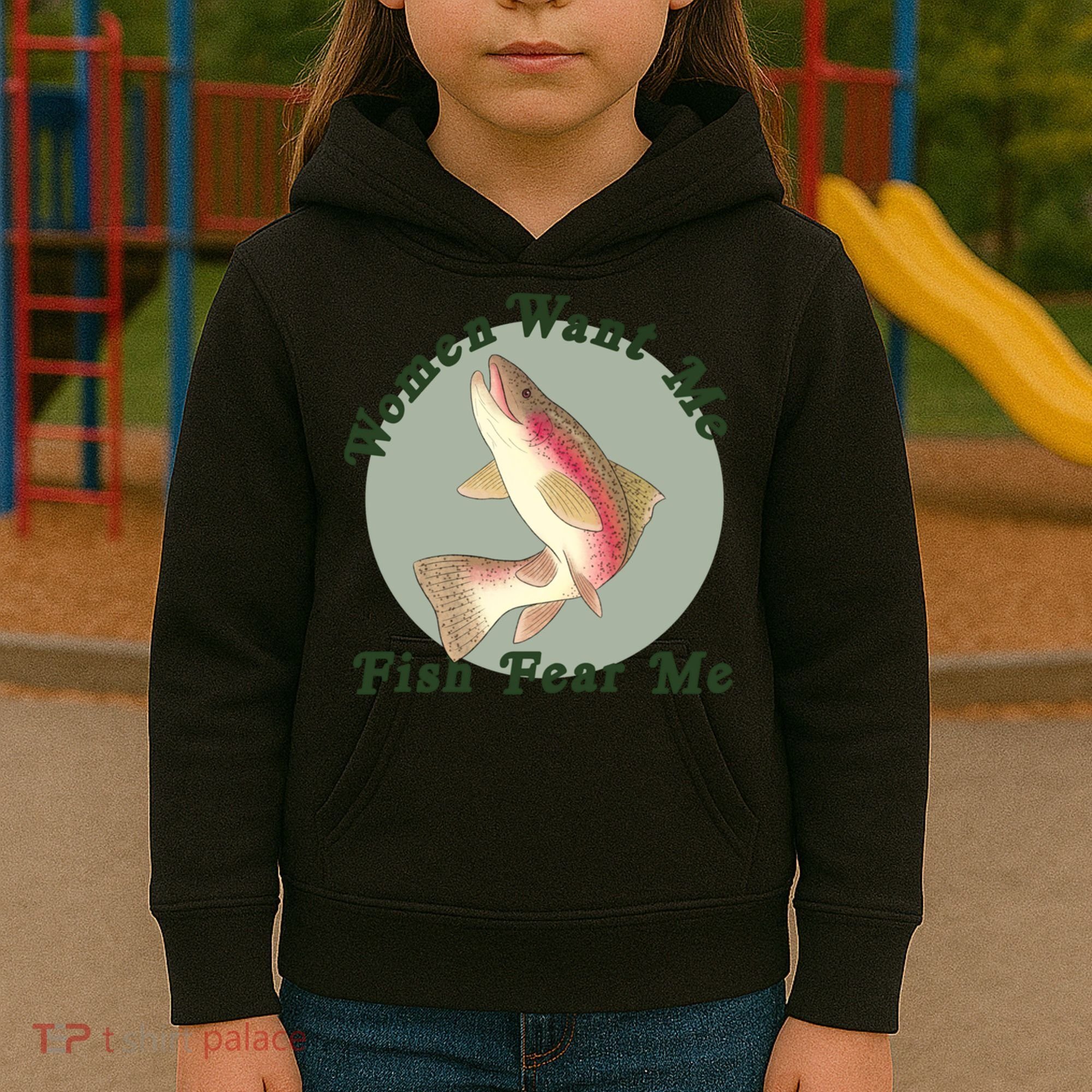 Women Want Me Fish Fear Me Active Kids Hoodie
