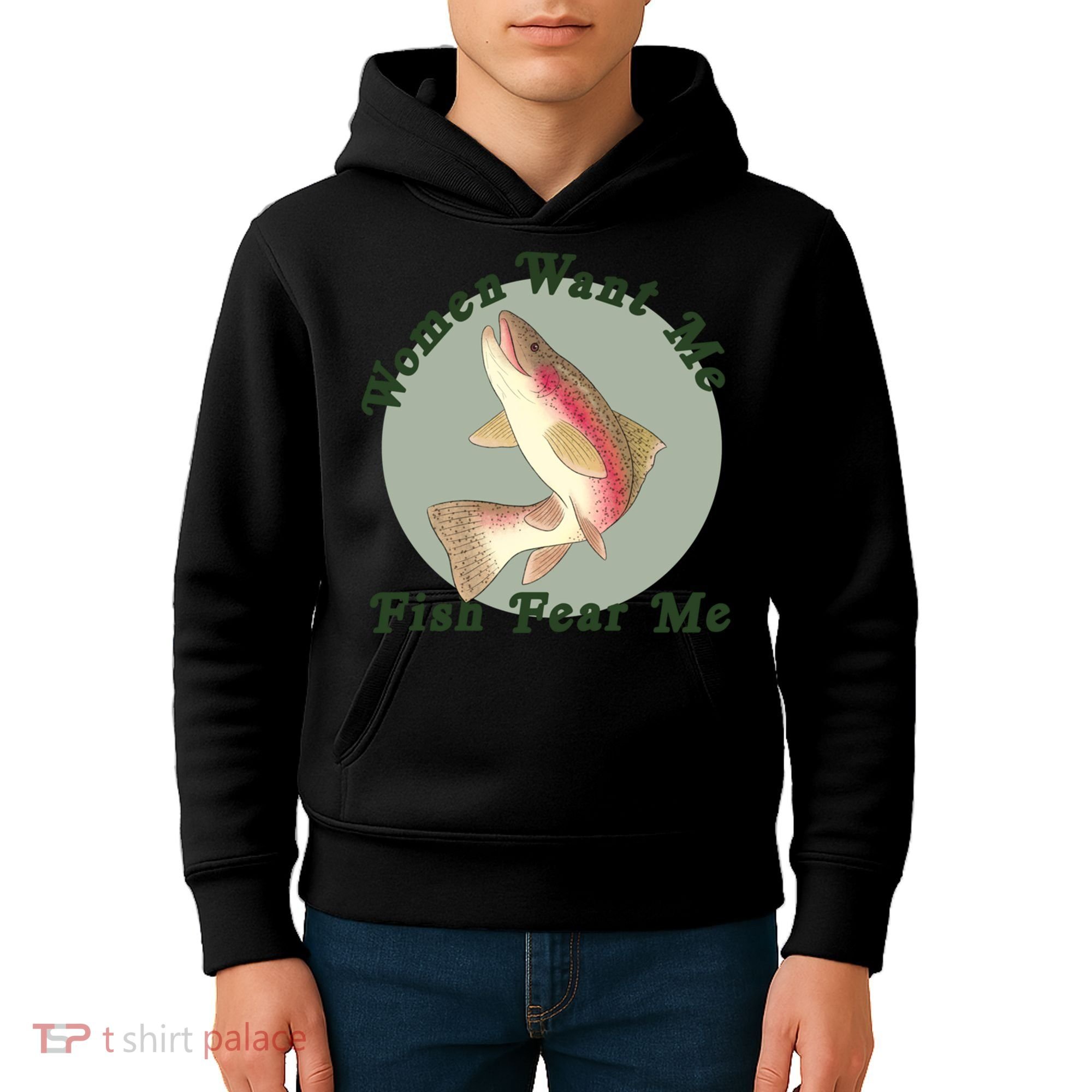Women Want Me Fish Fear Me Active Kids Hoodie