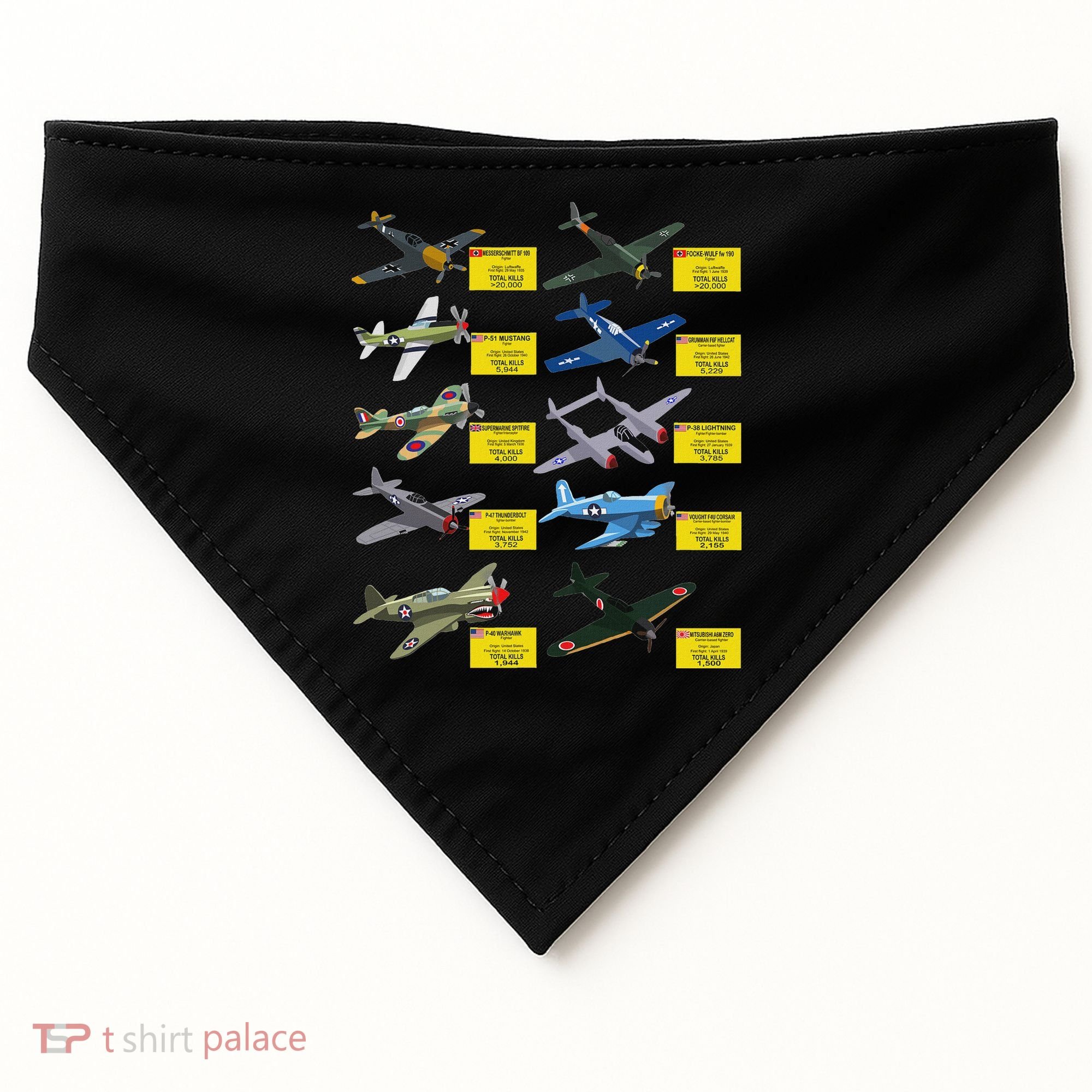 Ww2 Warplanes Most Lethal Airplanes P51 Mustang USA-Made Doggie Bandana