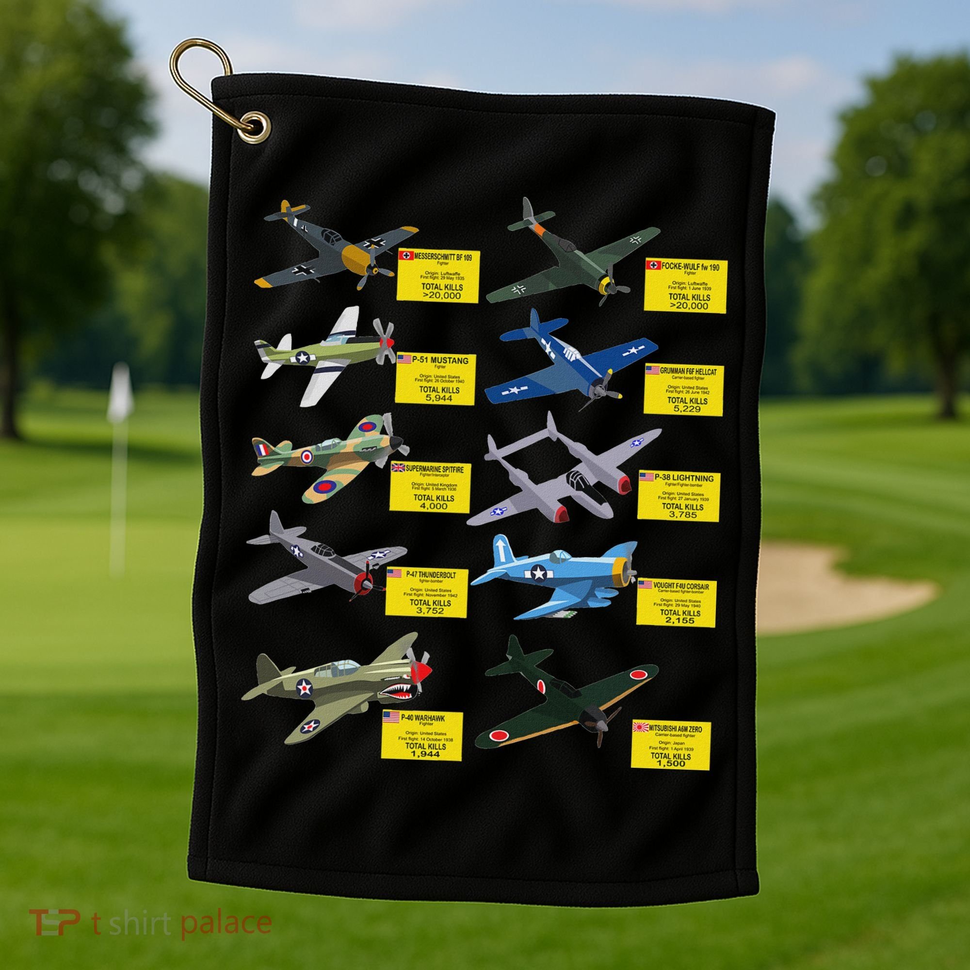 Ww2 Warplanes Most Lethal Airplanes P51 Mustang Golf Towel