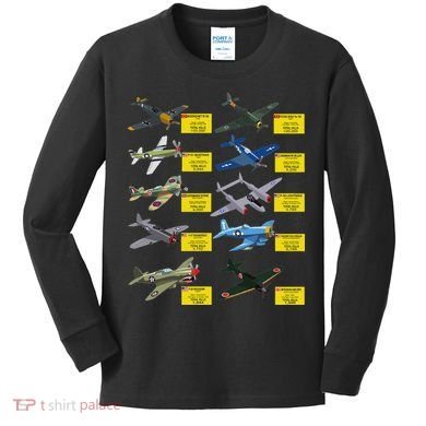Ww2 Warplanes Most Lethal Airplanes P51 Mustang Kids Long Sleeve Shirt