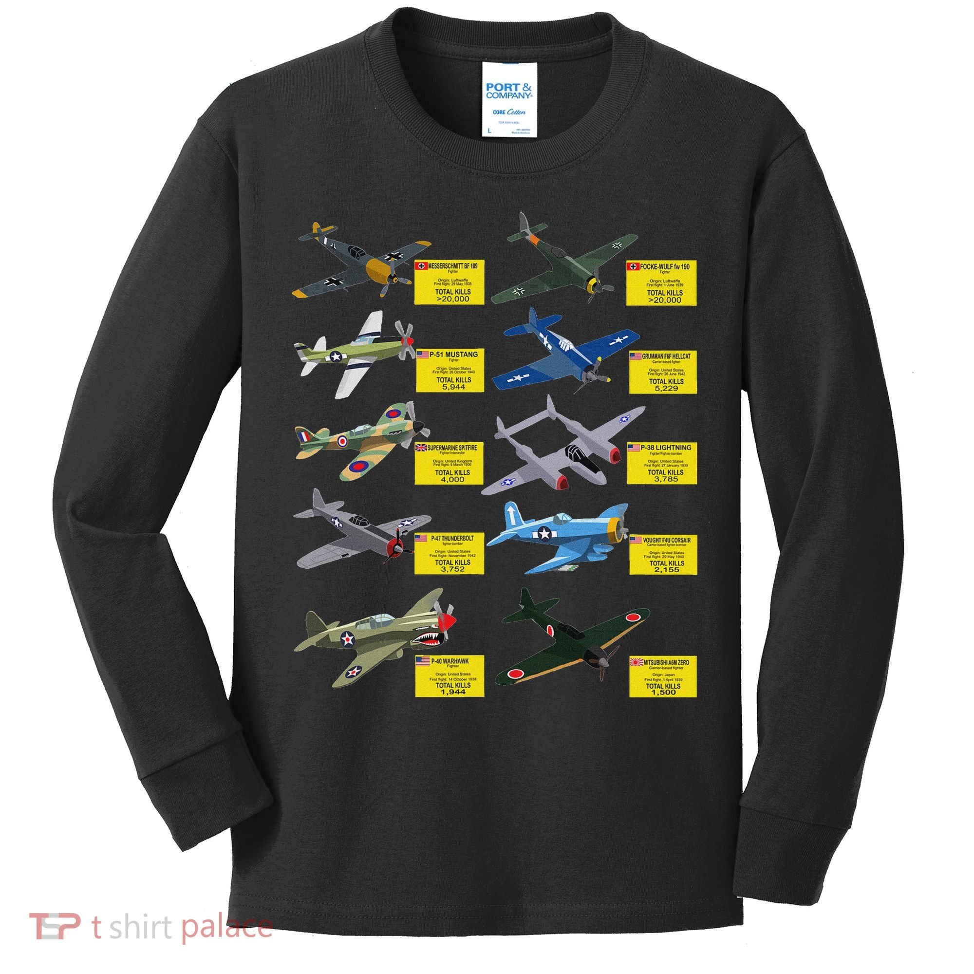 Ww2 Warplanes Most Lethal Airplanes P51 Mustang Kids Long Sleeve Shirt