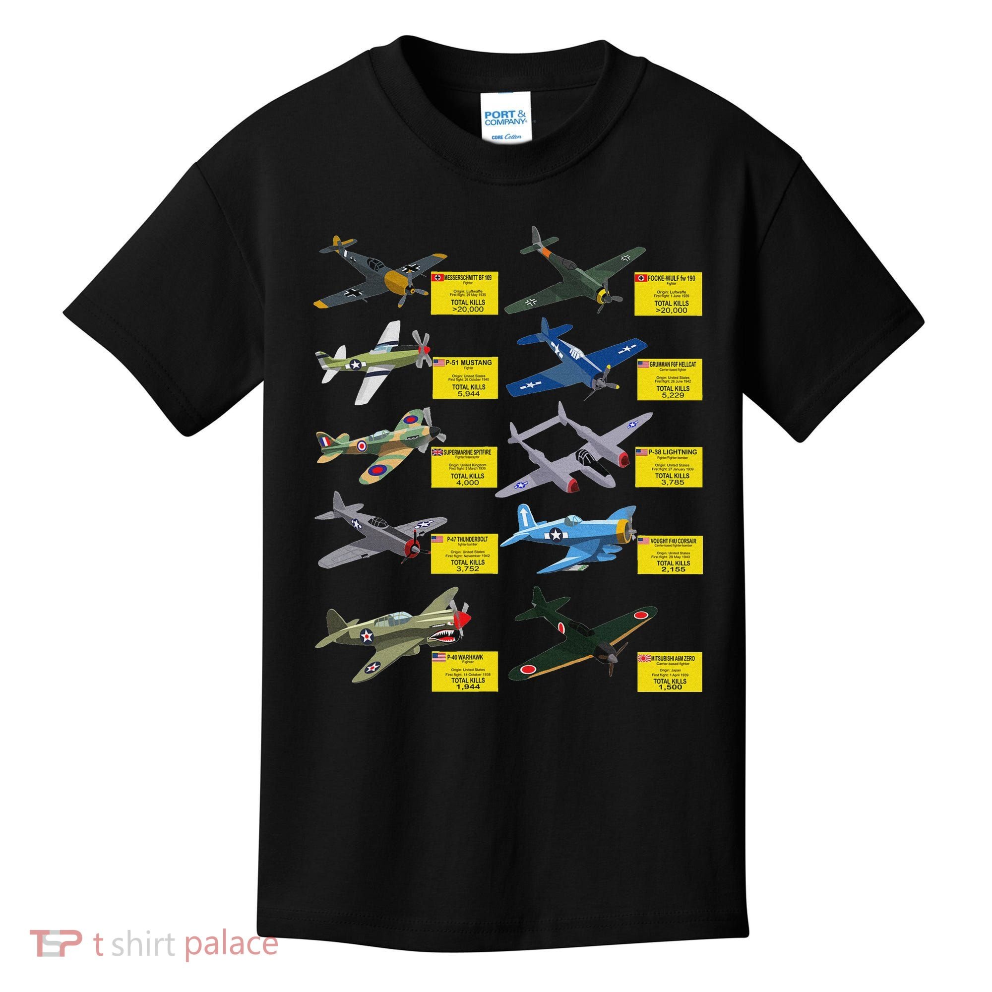 Ww2 Warplanes Most Lethal Airplanes P51 Mustang Kids T-Shirt