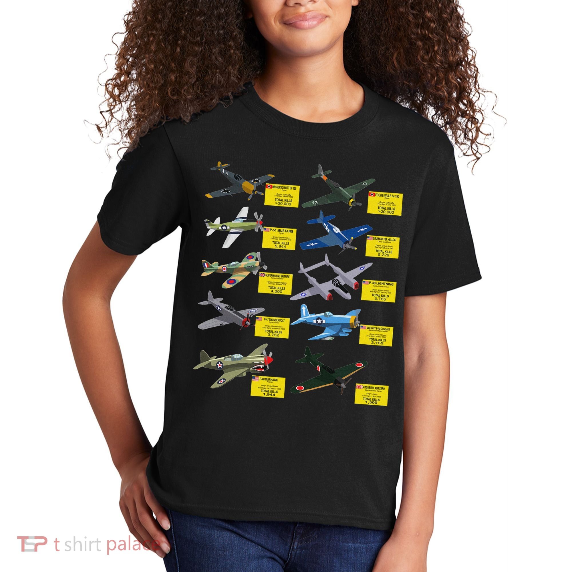 Ww2 Warplanes Most Lethal Airplanes P51 Mustang Kids T-Shirt