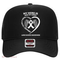 White Wings My Hero Is Now My Angel Lung Cancer Awareness Gift Hat thumb 0