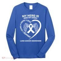 White Wings My Hero Is Now My Angel Lung Cancer Awareness Gift Long Sleeve Shirt thumb 0