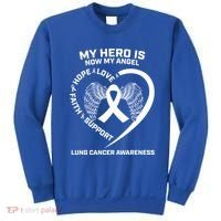 White Wings My Hero Is Now My Angel Lung Cancer Awareness Gift Sweatshirt thumb 0