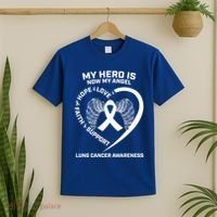 White Wings My Hero Is Now My Angel Lung Cancer Awareness Gift T-Shirt thumb 2