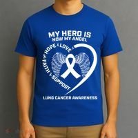 White Wings My Hero Is Now My Angel Lung Cancer Awareness Gift T-Shirt thumb 3