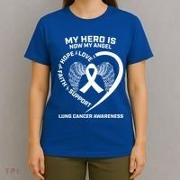 White Wings My Hero Is Now My Angel Lung Cancer Awareness Gift T-Shirt thumb 4