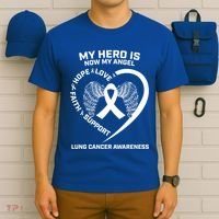 White Wings My Hero Is Now My Angel Lung Cancer Awareness Gift T-Shirt thumb 6