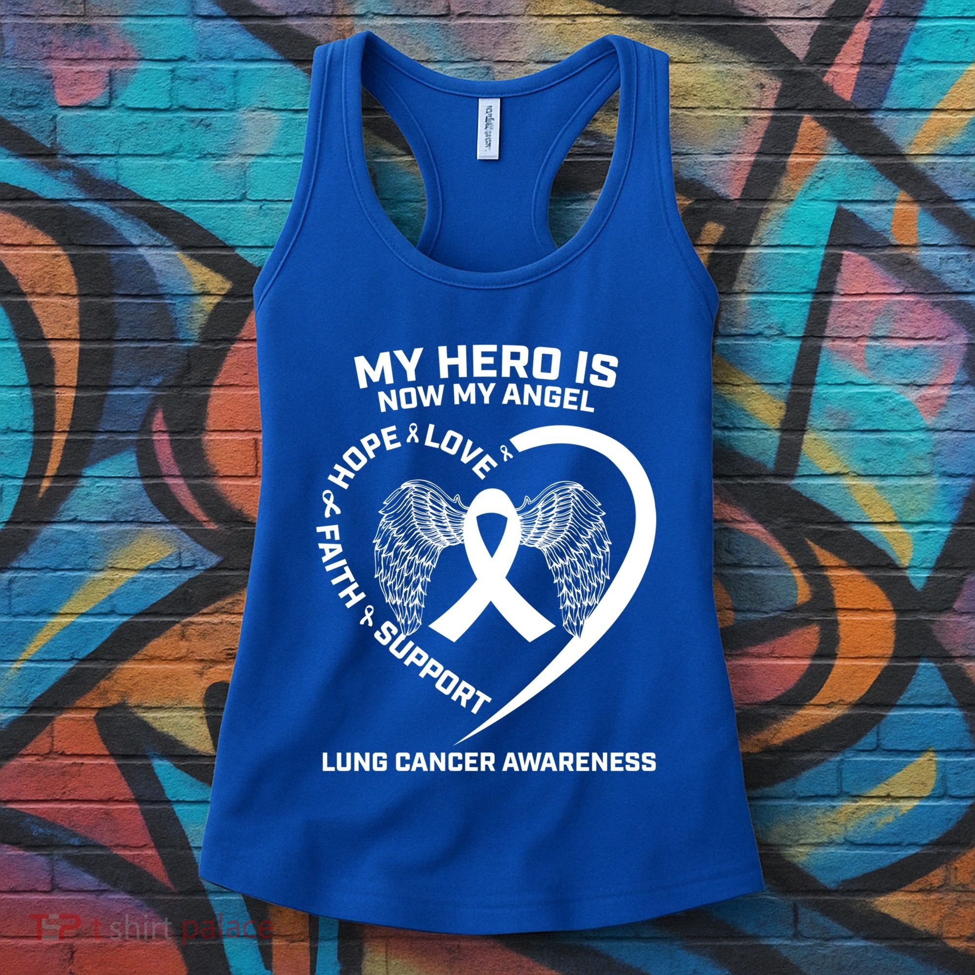 White Wings My Hero Is Now My Angel Lung Cancer Awareness Gift Women's Tank Top