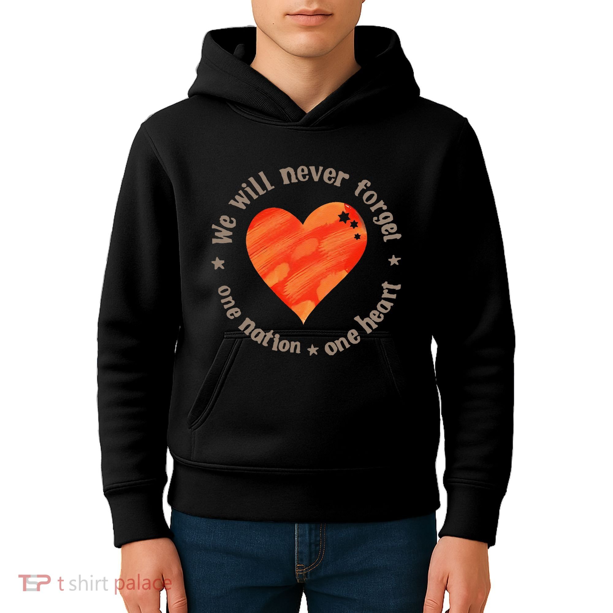 We Will Never Forget One Nation One Heart Bibas Family Kids Hoodie