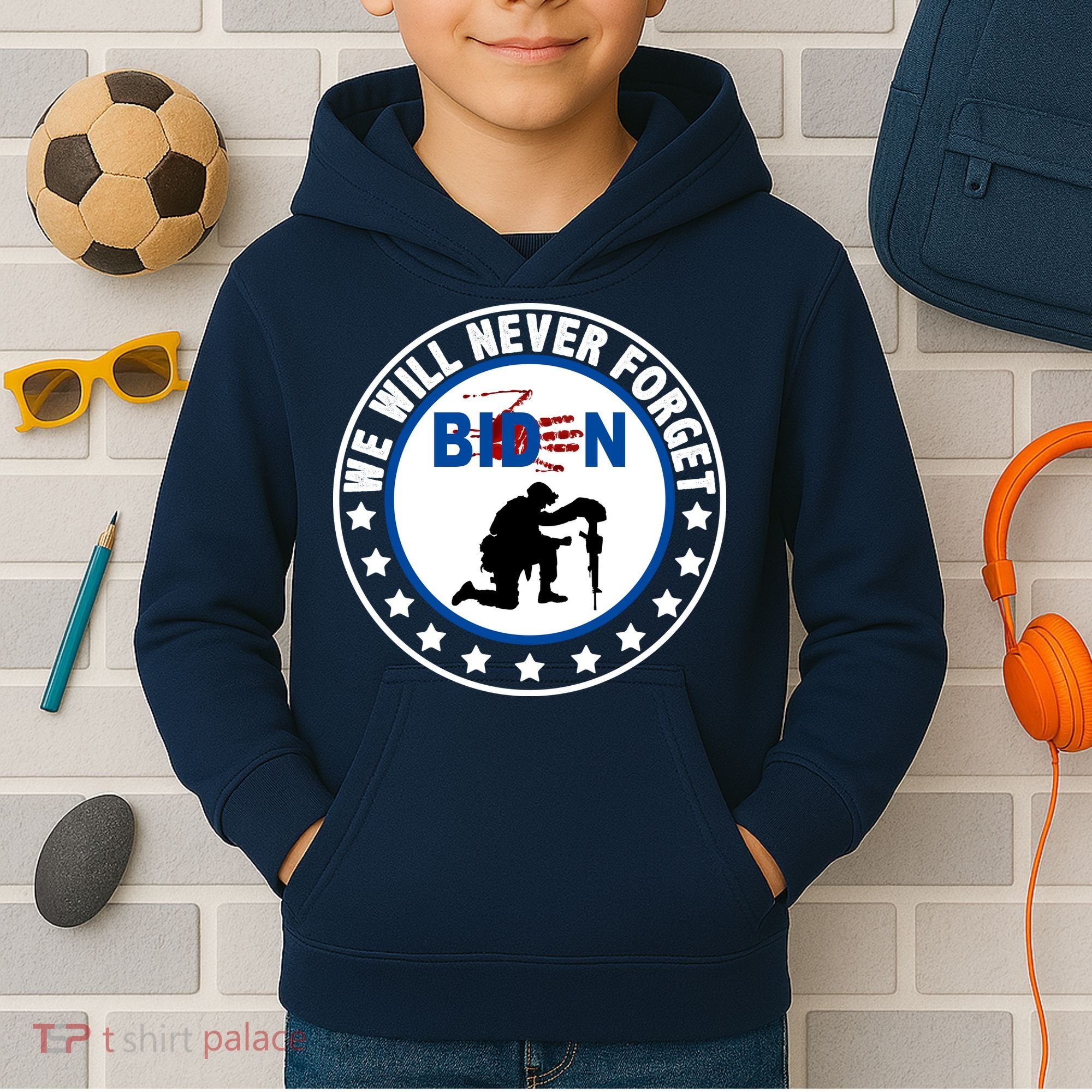 We Will Never Forget American 13 Fallen Heroes Anti Biden Kids Hoodie