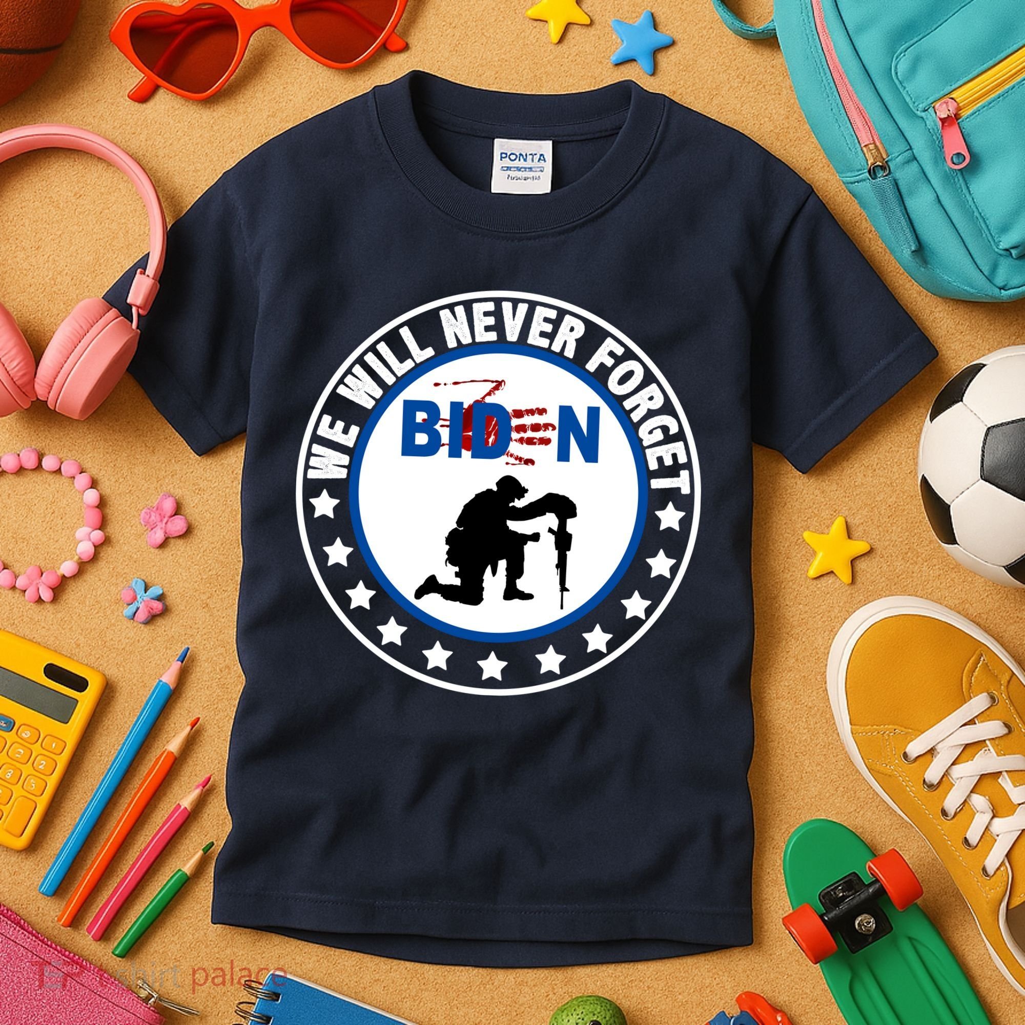 We Will Never Forget American 13 Fallen Heroes Anti Biden Kids T-Shirt