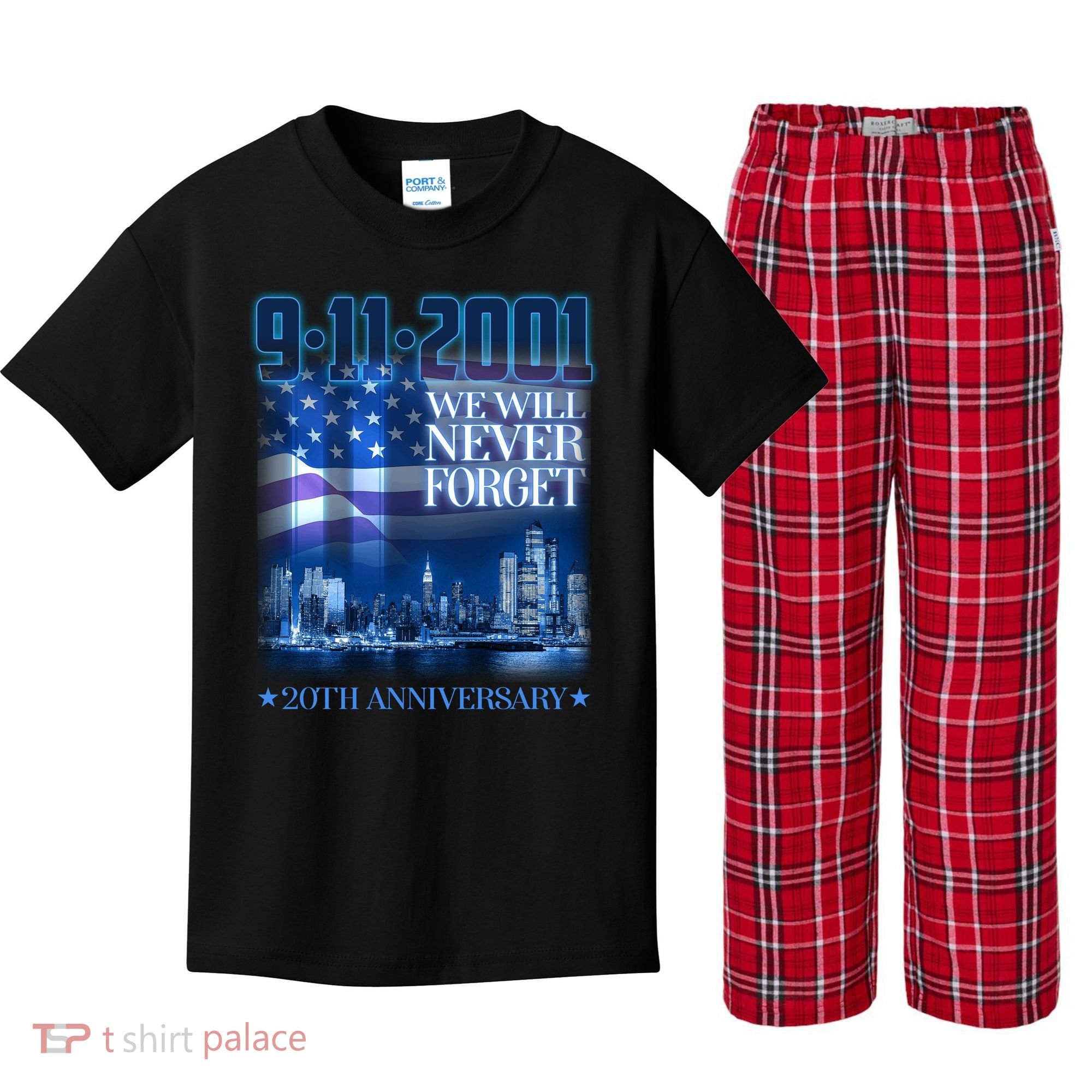 We Will Never Forget 9112021 20th Anniversary Kids Plaid Pajama Set