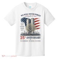 We Will Never Forget September 11 2001 25th Anniversary Tribute Kids T-Shirt thumb 0