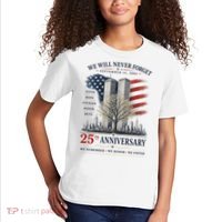 We Will Never Forget September 11 2001 25th Anniversary Tribute Kids T-Shirt thumb 2