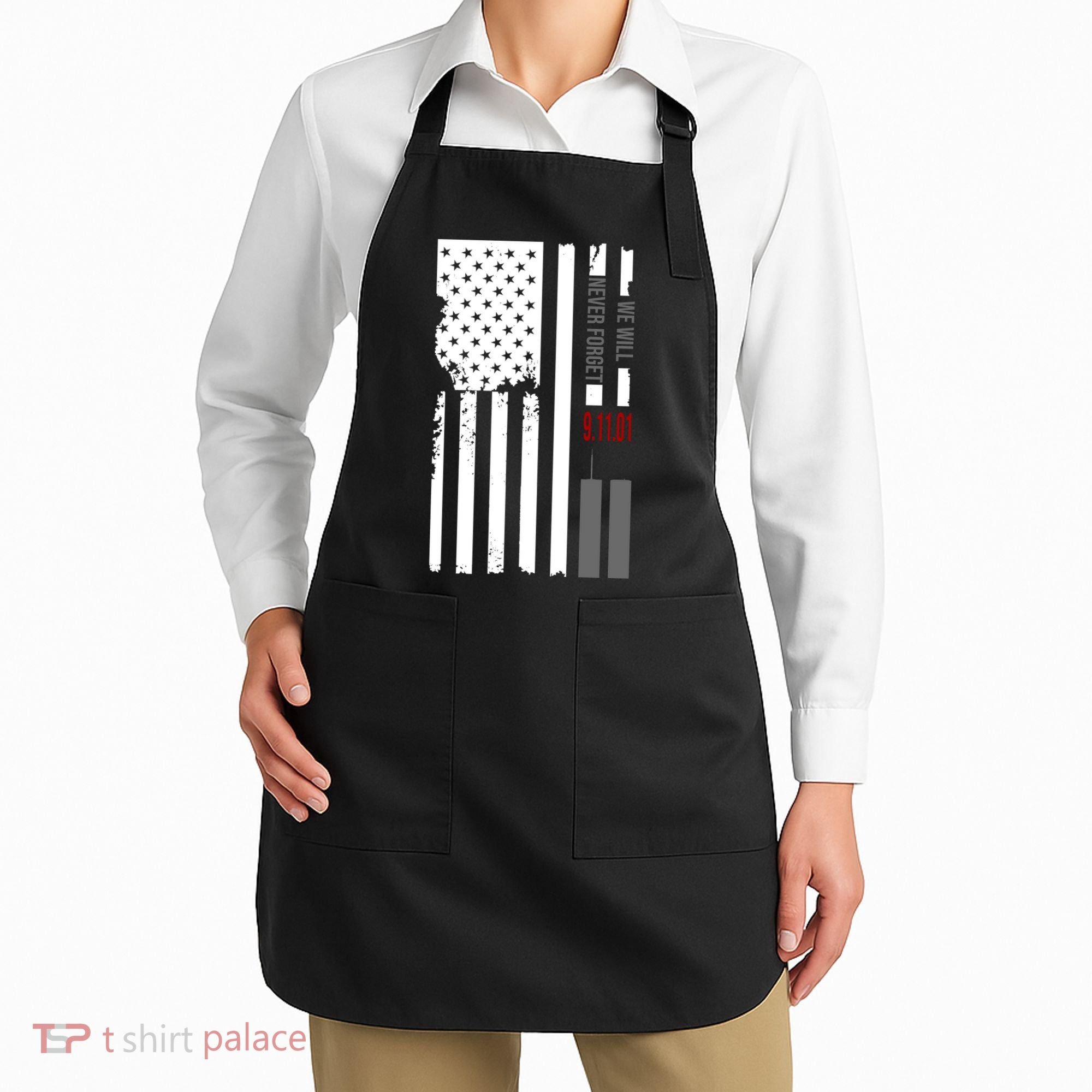 We Will Never Forget 9.11.01 USA Flag Apron