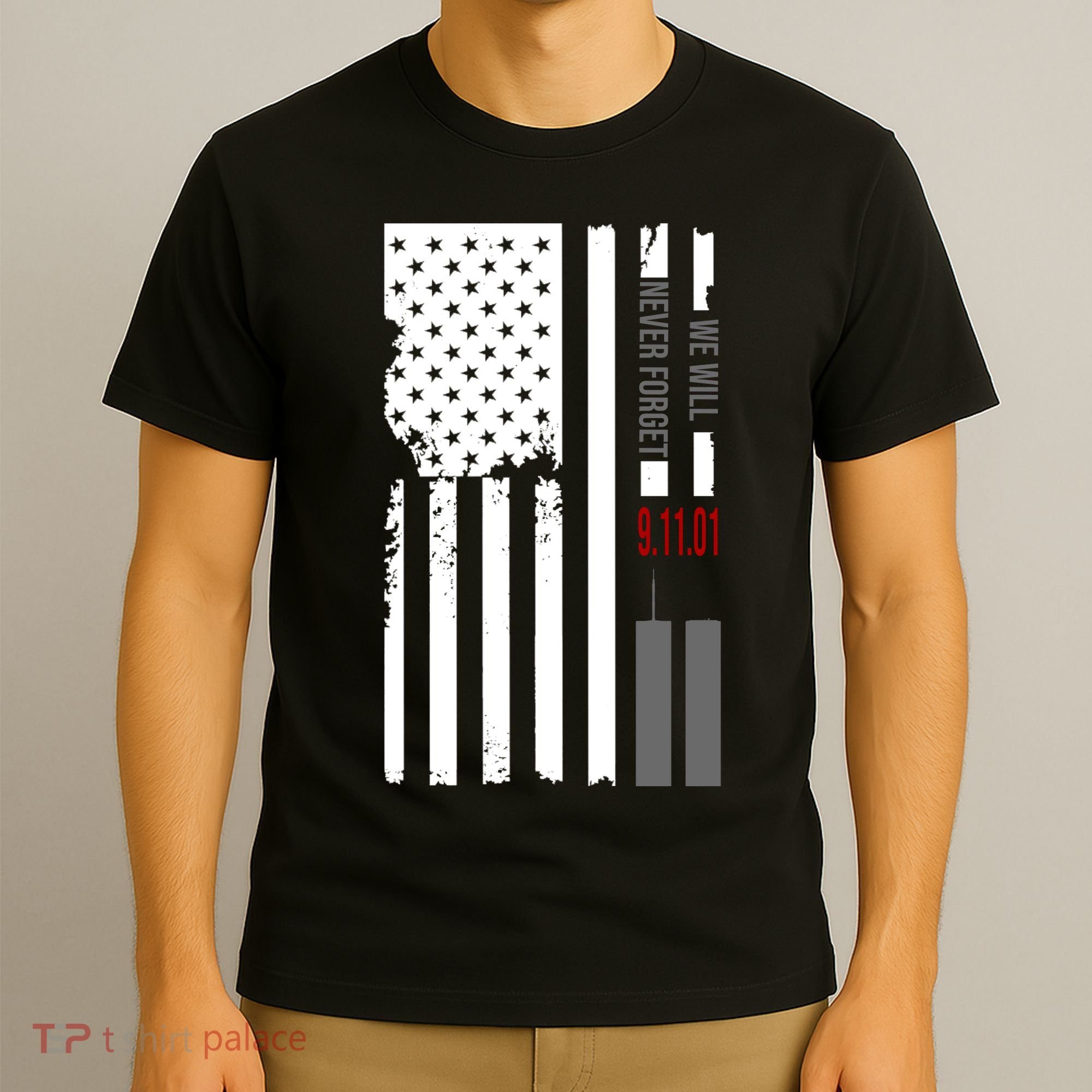 We Will Never Forget 9.11.01 USA Flag T-Shirt