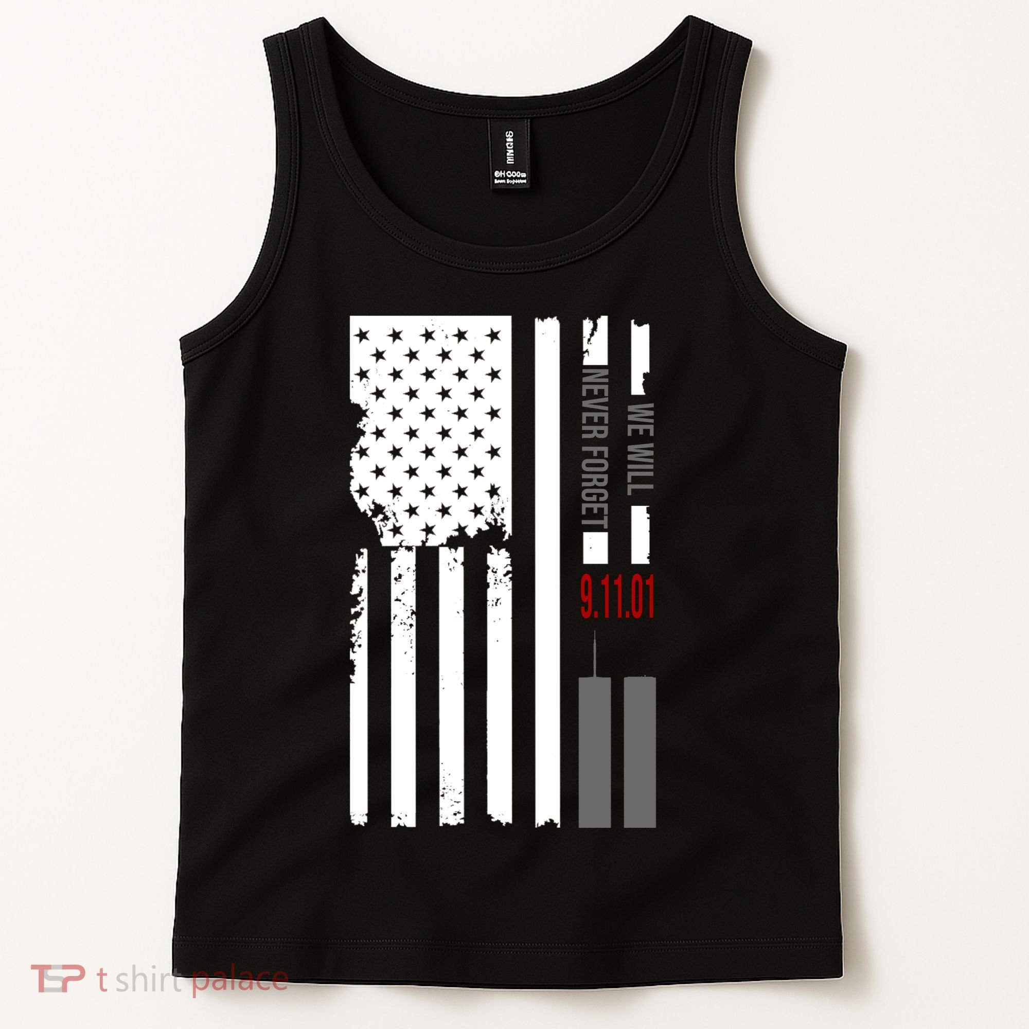 We Will Never Forget 9.11.01 USA Flag Tank Top