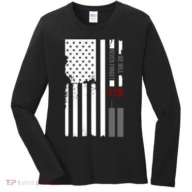 We Will Never Forget 9.11.01 USA Flag Women's Long Sleeve Shirt
